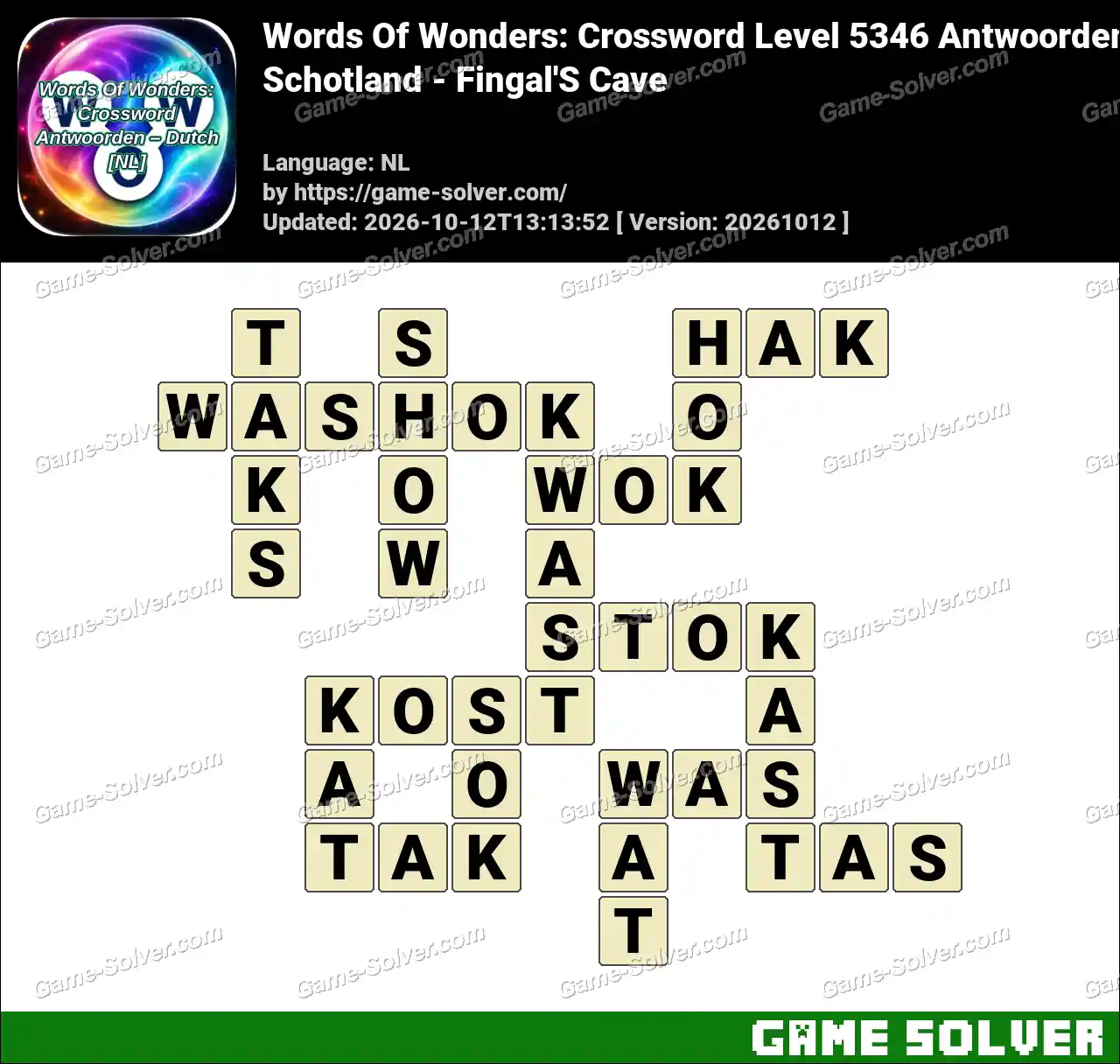 Words Of Wonders: Crossword Level 5346 Antwoorden – Schotland – Fingal’S Cave